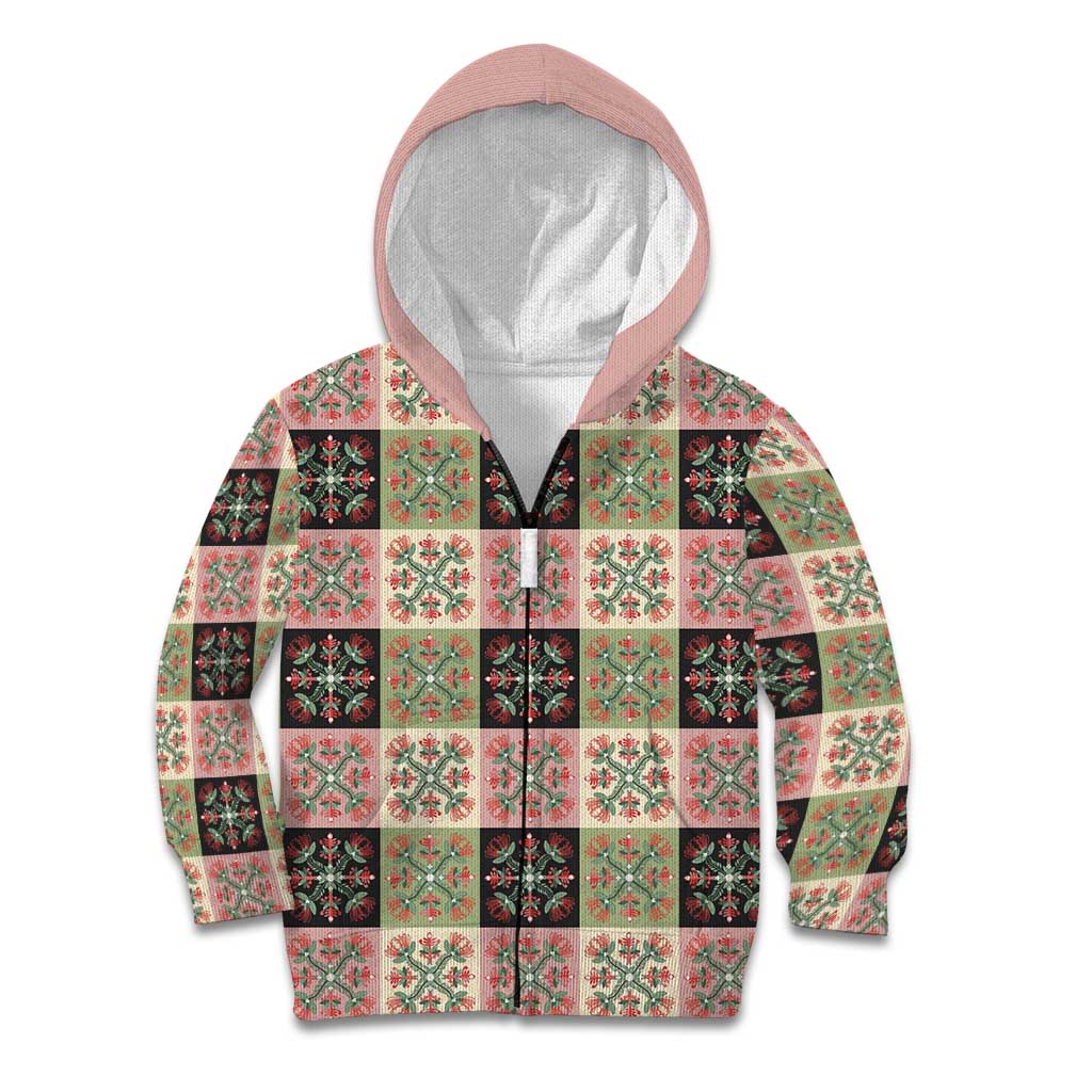 Seamless Pattern Pikake Lei Kid Hoodie Floral Squares Pikake - Polynesian Pride