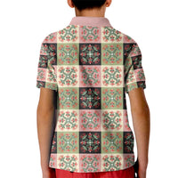 Seamless Pattern Pikake Lei Kid Polo Shirt Floral Squares Pikake - Polynesian Pride