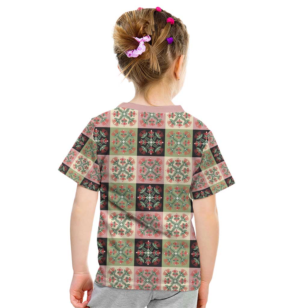 Seamless Pattern Pikake Lei Kid T Shirt Floral Squares Pikake - Polynesian Pride