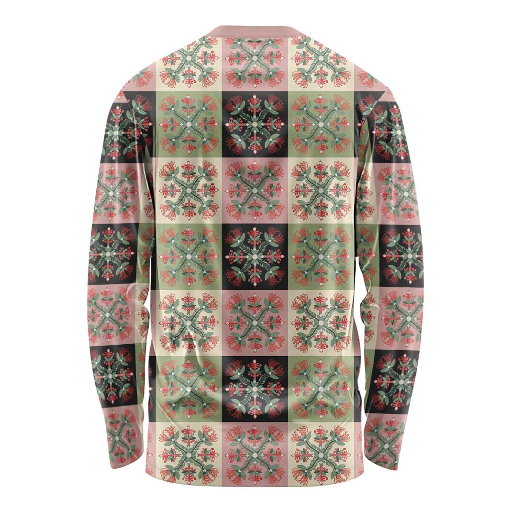 Seamless Pattern Pikake Lei Long Sleeve Shirt Floral Squares Pikake LT9 - Polynesian Pride