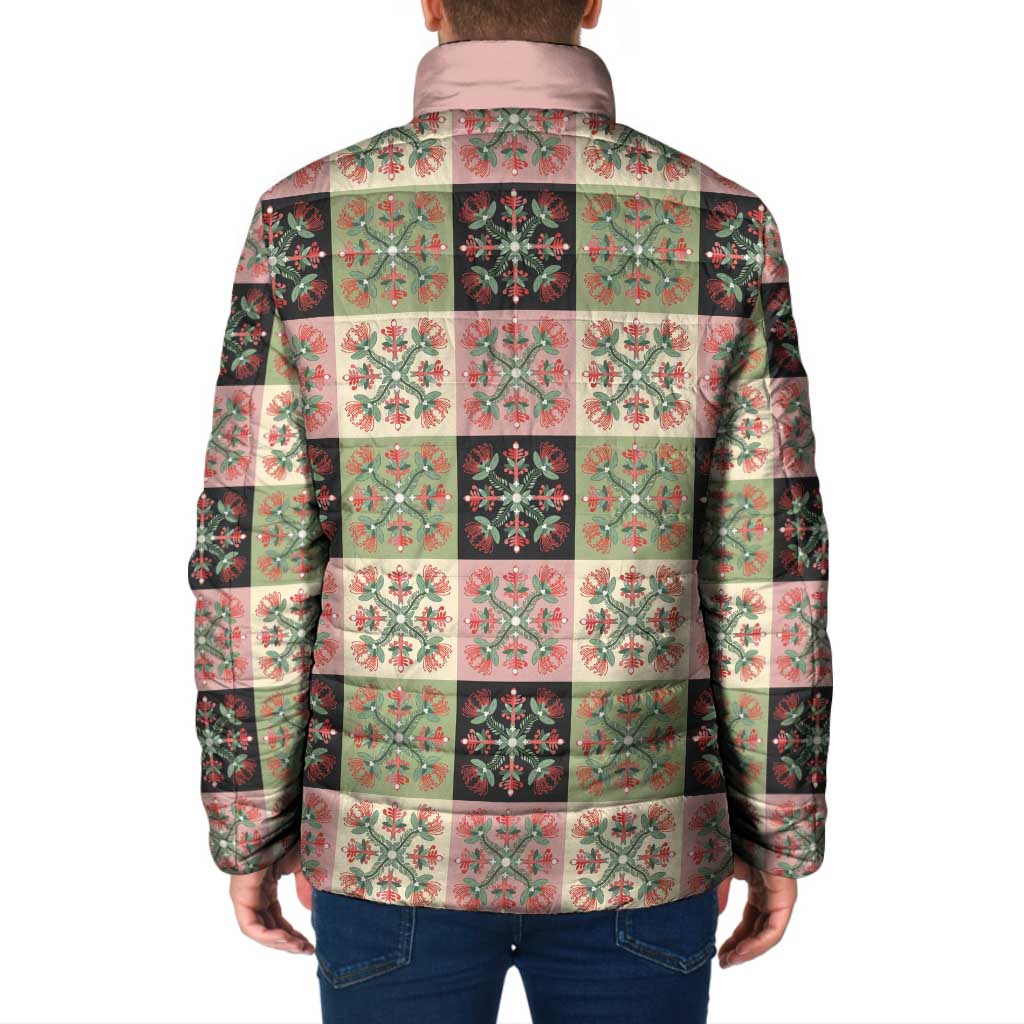 Seamless Pattern Pikake Lei Padded Jacket Floral Squares Pikake LT9 - Polynesian Pride