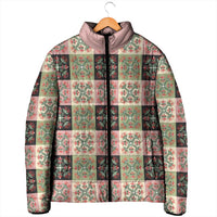 Seamless Pattern Pikake Lei Padded Jacket Floral Squares Pikake LT9 - Polynesian Pride