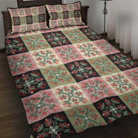 Seamless Pattern Pikake Lei Quilt Bed Set Floral Squares Pikake - Polynesian Pride