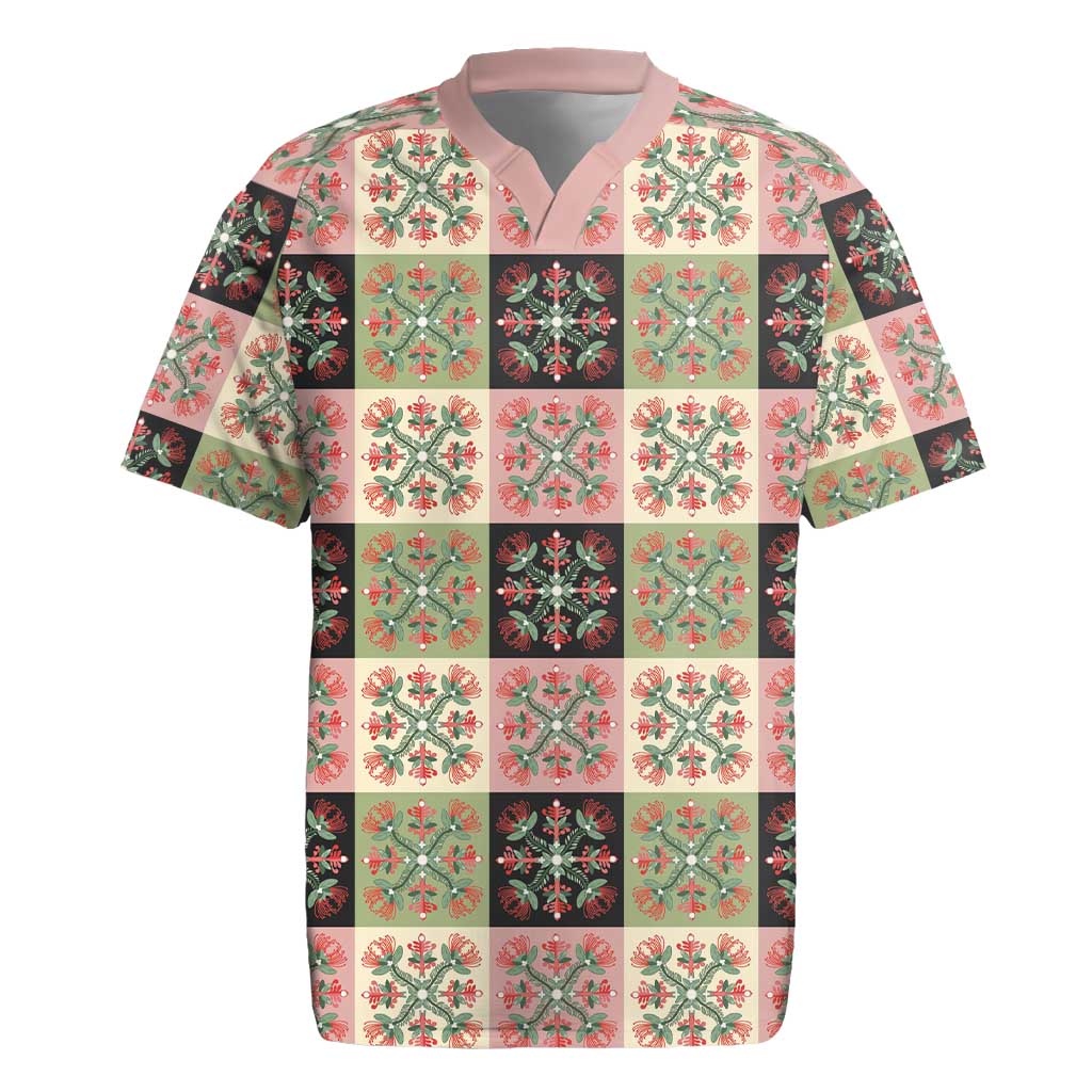Seamless Pattern Pikake Lei Rugby Jersey Floral Squares Pikake LT9 Pink - Polynesian Pride