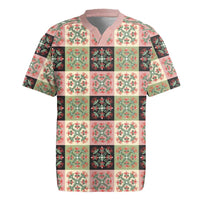 Seamless Pattern Pikake Lei Rugby Jersey Floral Squares Pikake LT9 Pink - Polynesian Pride