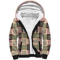 Seamless Pattern Pikake Lei Sherpa Hoodie Floral Squares Pikake LT9 Unisex Pink - Polynesian Pride