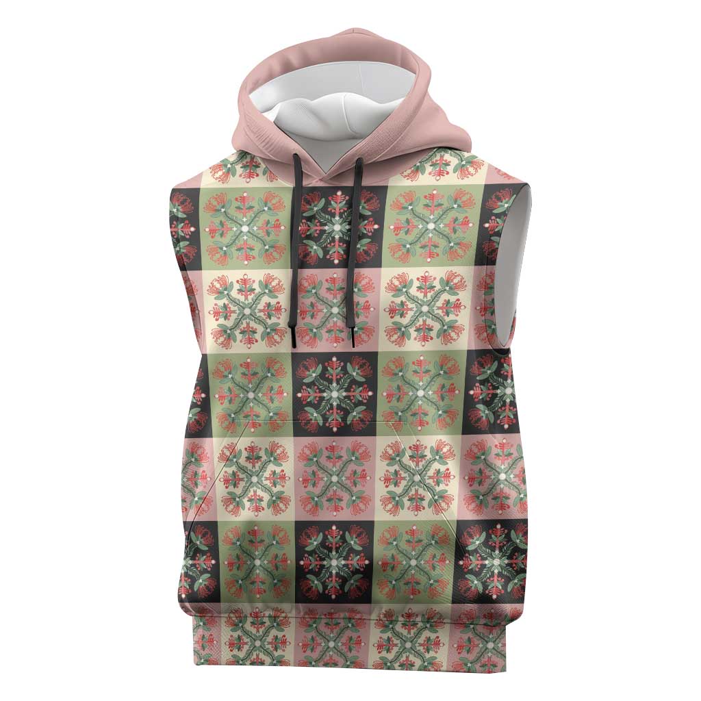 Seamless Pattern Pikake Lei Sleeveless Hoodie Floral Squares Pikake LT9 Pink - Polynesian Pride