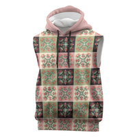 Seamless Pattern Pikake Lei Sleeveless Hoodie Floral Squares Pikake LT9 Pink - Polynesian Pride