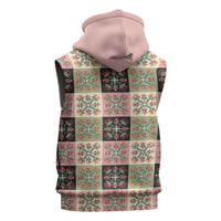 Seamless Pattern Pikake Lei Sleeveless Hoodie Floral Squares Pikake LT9 - Polynesian Pride