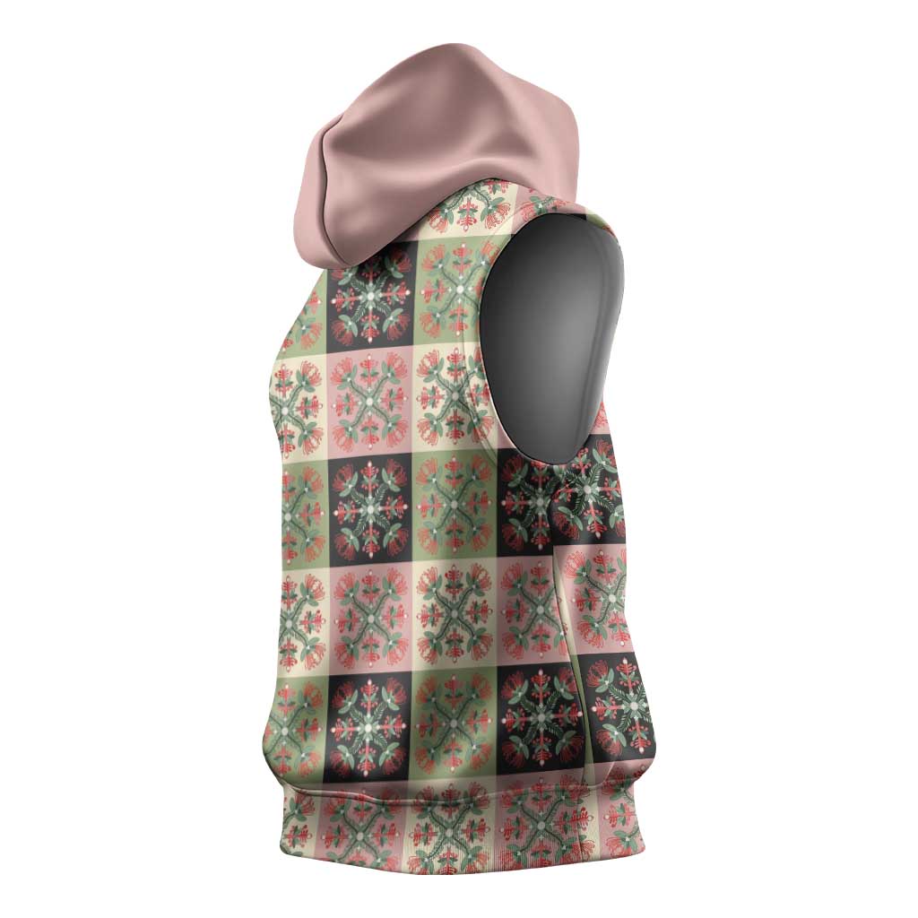 Seamless Pattern Pikake Lei Sleeveless Hoodie Floral Squares Pikake LT9 - Polynesian Pride