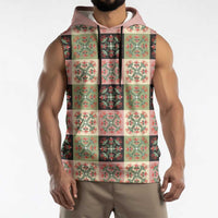 Seamless Pattern Pikake Lei Sleeveless Hoodie Floral Squares Pikake LT9 - Polynesian Pride