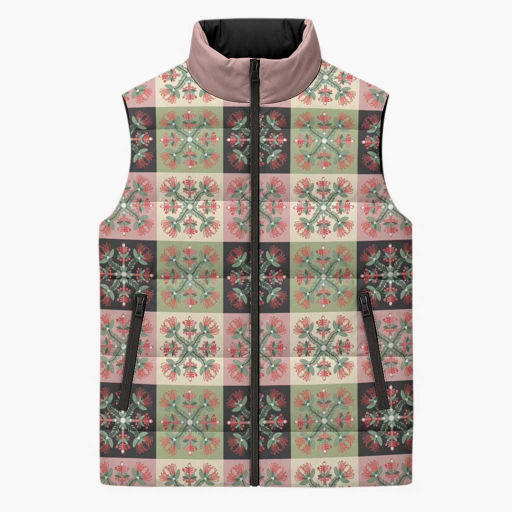 Seamless Pattern Pikake Lei Sleeveless Puffer Jacket Floral Squares Pikake LT9 Unisex Pink - Polynesian Pride