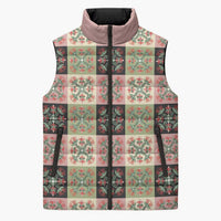 Seamless Pattern Pikake Lei Sleeveless Puffer Jacket Floral Squares Pikake LT9 Unisex Pink - Polynesian Pride