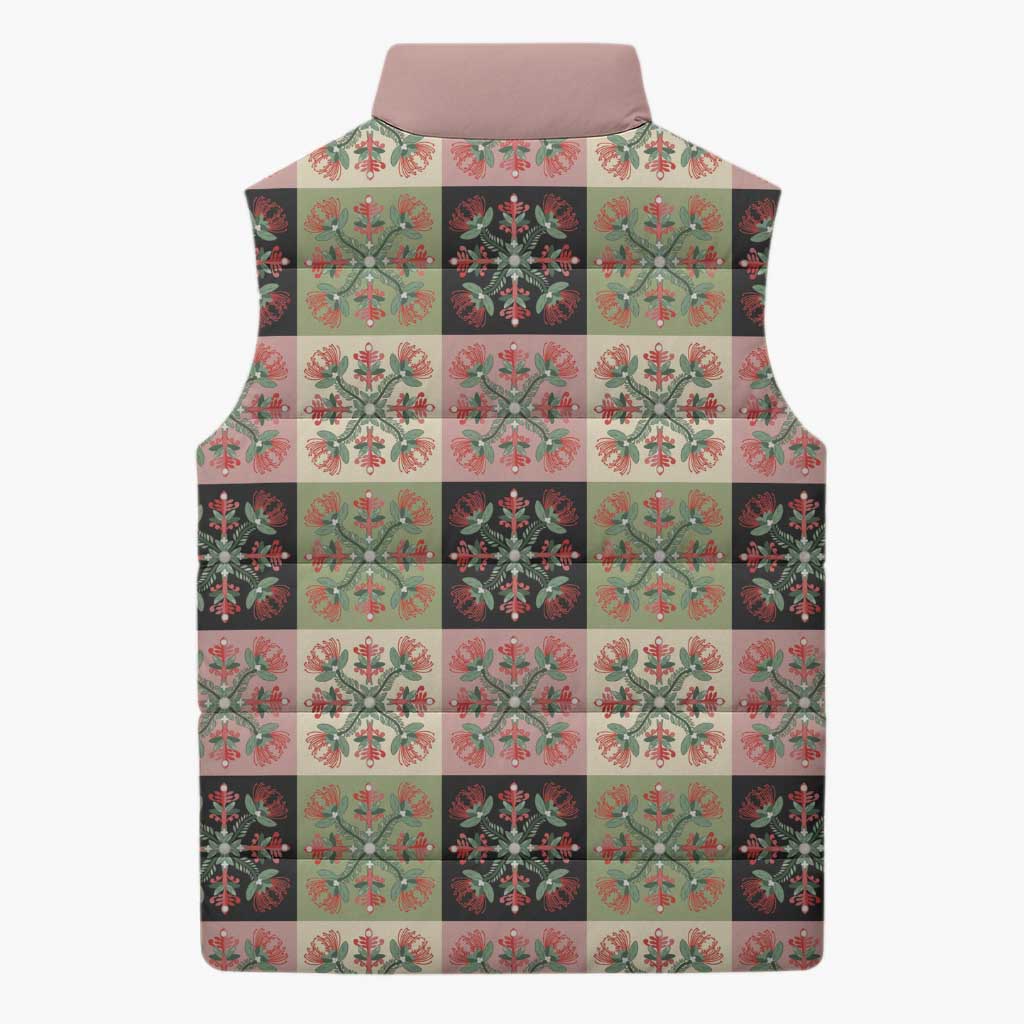 Seamless Pattern Pikake Lei Sleeveless Puffer Jacket Floral Squares Pikake LT9 - Polynesian Pride