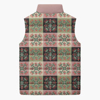 Seamless Pattern Pikake Lei Sleeveless Puffer Jacket Floral Squares Pikake LT9 - Polynesian Pride