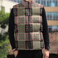 Seamless Pattern Pikake Lei Sleeveless Puffer Jacket Floral Squares Pikake LT9 - Polynesian Pride