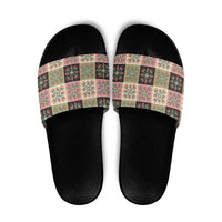 Seamless Pattern Pikake Lei Slide Sandals Floral Squares Pikake - Polynesian Pride