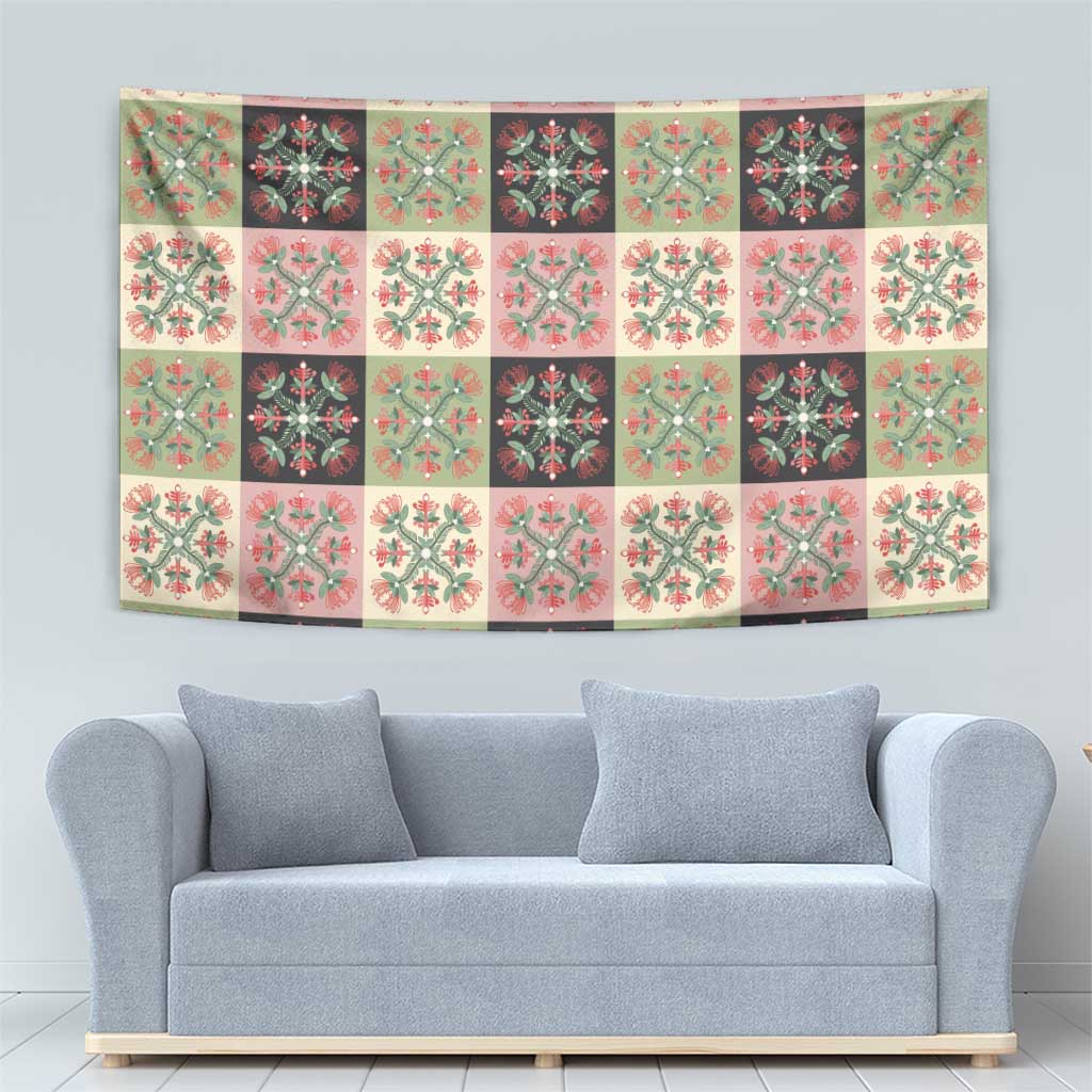 Seamless Pattern Pikake Lei Tapestry Floral Squares Pikake - Polynesian Pride