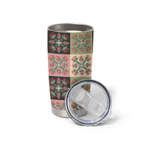 Seamless Pattern Pikake Lei Tumbler Cup Floral Squares Pikake - Polynesian Pride