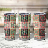 Seamless Pattern Pikake Lei Tumbler Cup Floral Squares Pikake - Polynesian Pride