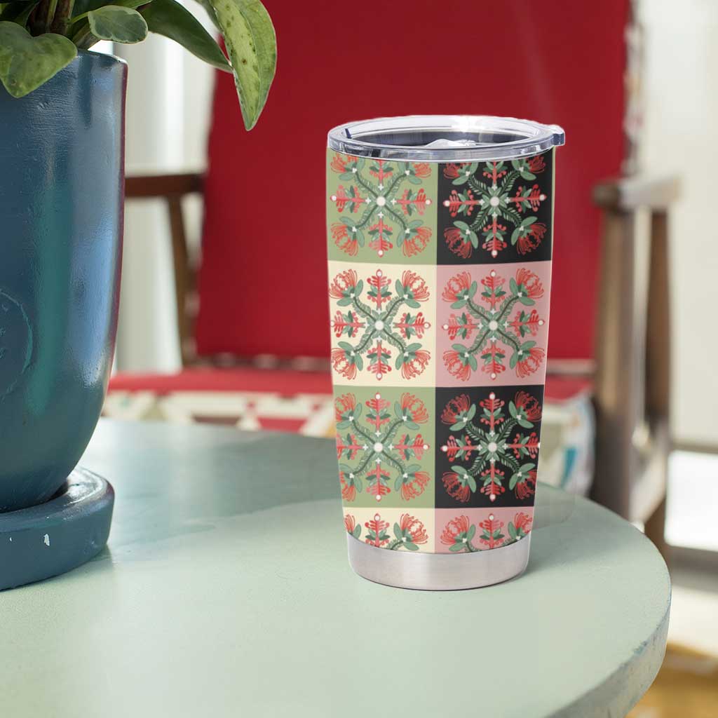 Seamless Pattern Pikake Lei Tumbler Cup Floral Squares Pikake - Polynesian Pride