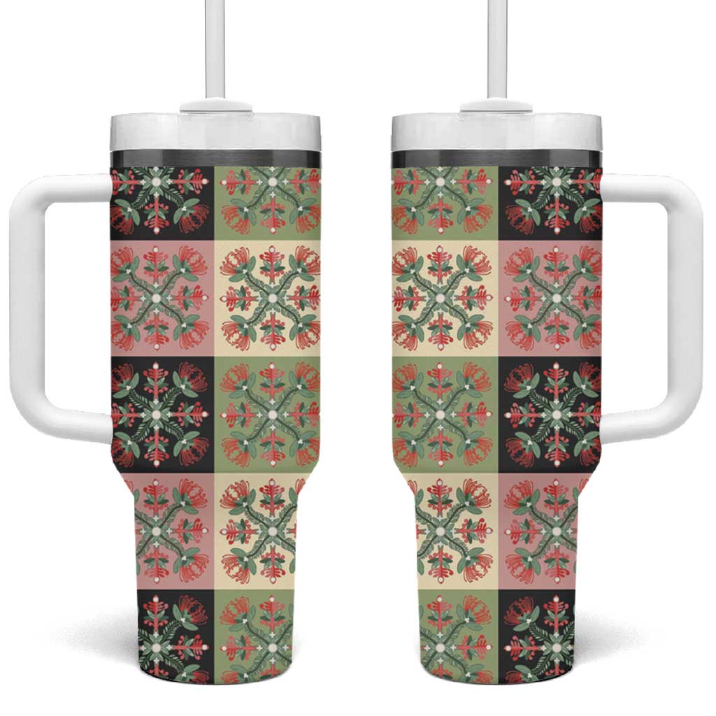 Seamless Pattern Pikake Lei Tumbler With Handle Floral Squares Pikake - Polynesian Pride