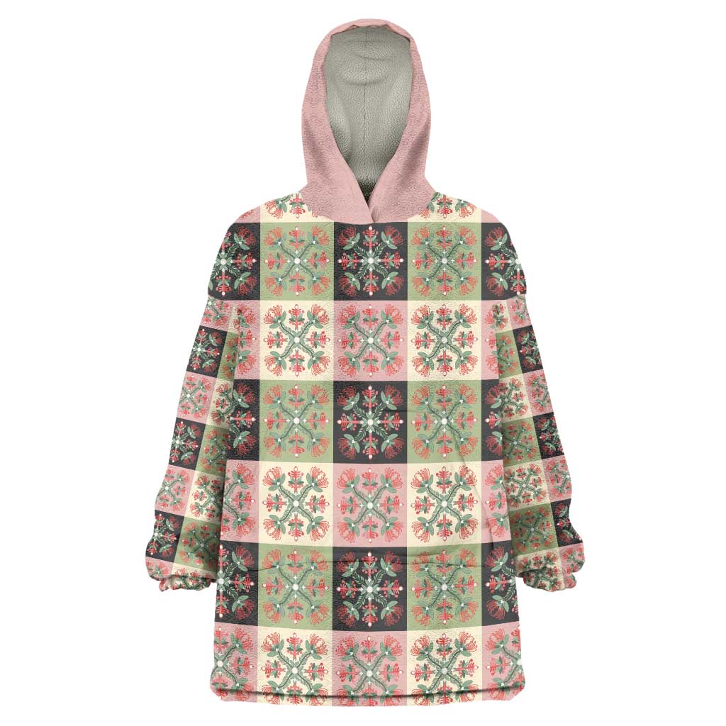 Seamless Pattern Pikake Lei Wearable Blanket Hoodie Floral Squares Pikake LT9 One Size Pink - Polynesian Pride