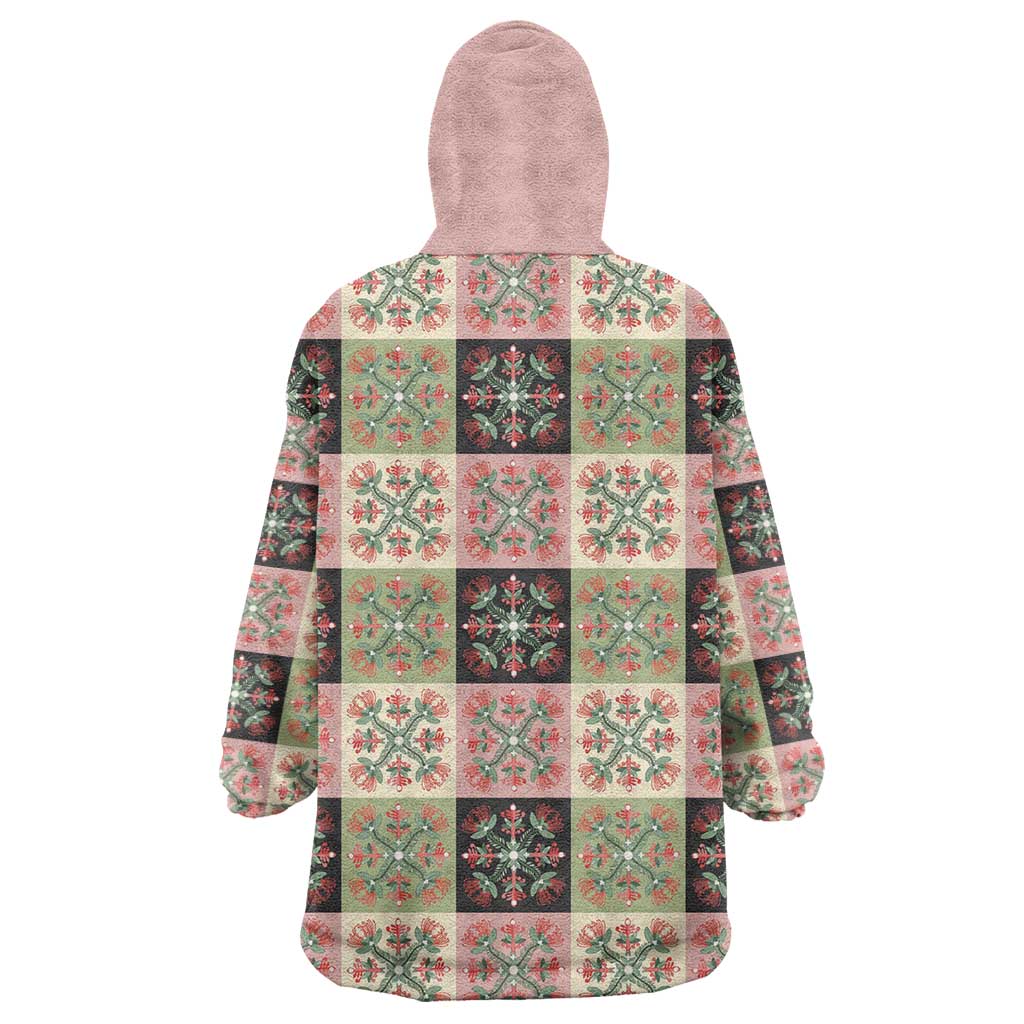 Seamless Pattern Pikake Lei Wearable Blanket Hoodie Floral Squares Pikake LT9 - Polynesian Pride