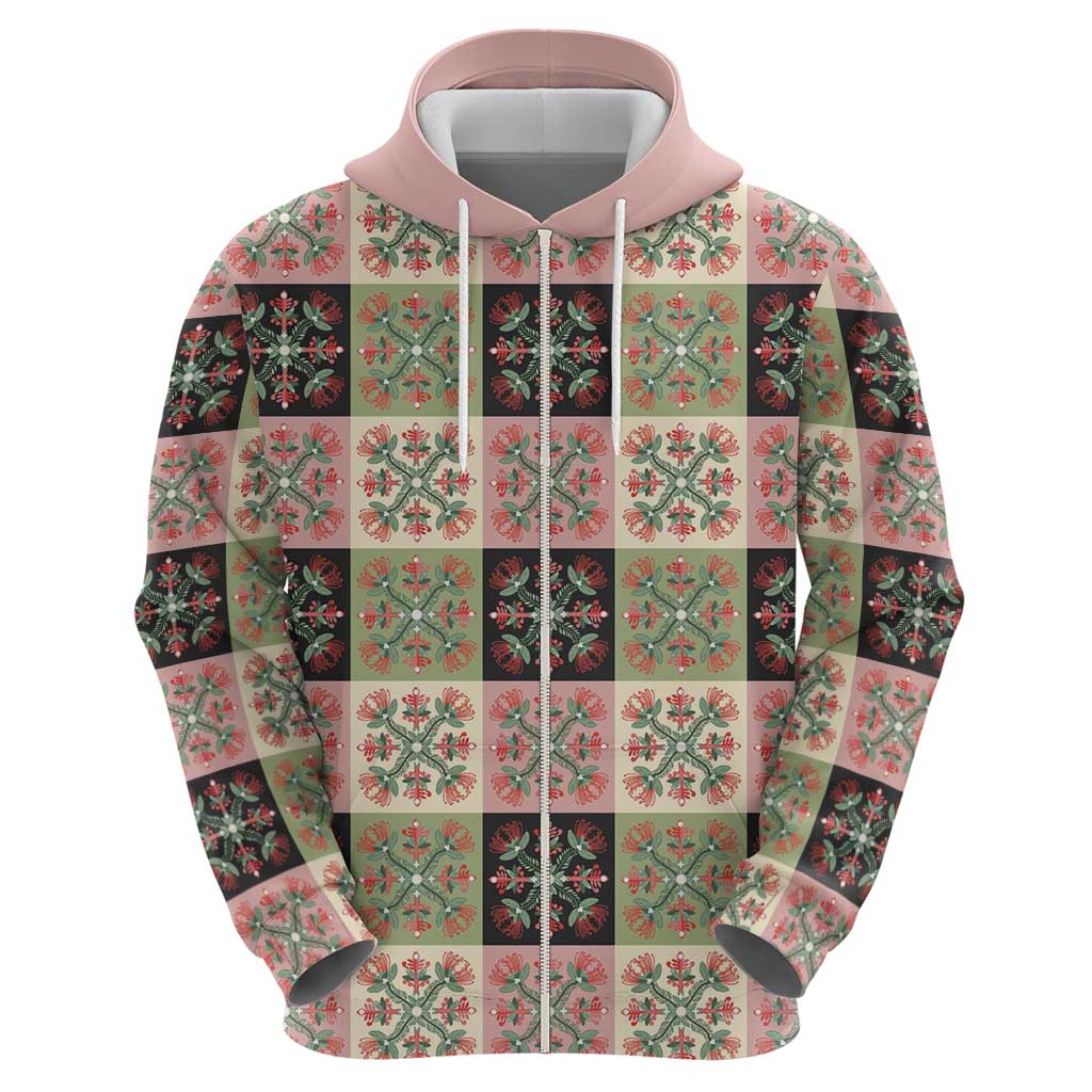 Seamless Pattern Pikake Lei Zip Hoodie Floral Squares Pikake - Polynesian Pride