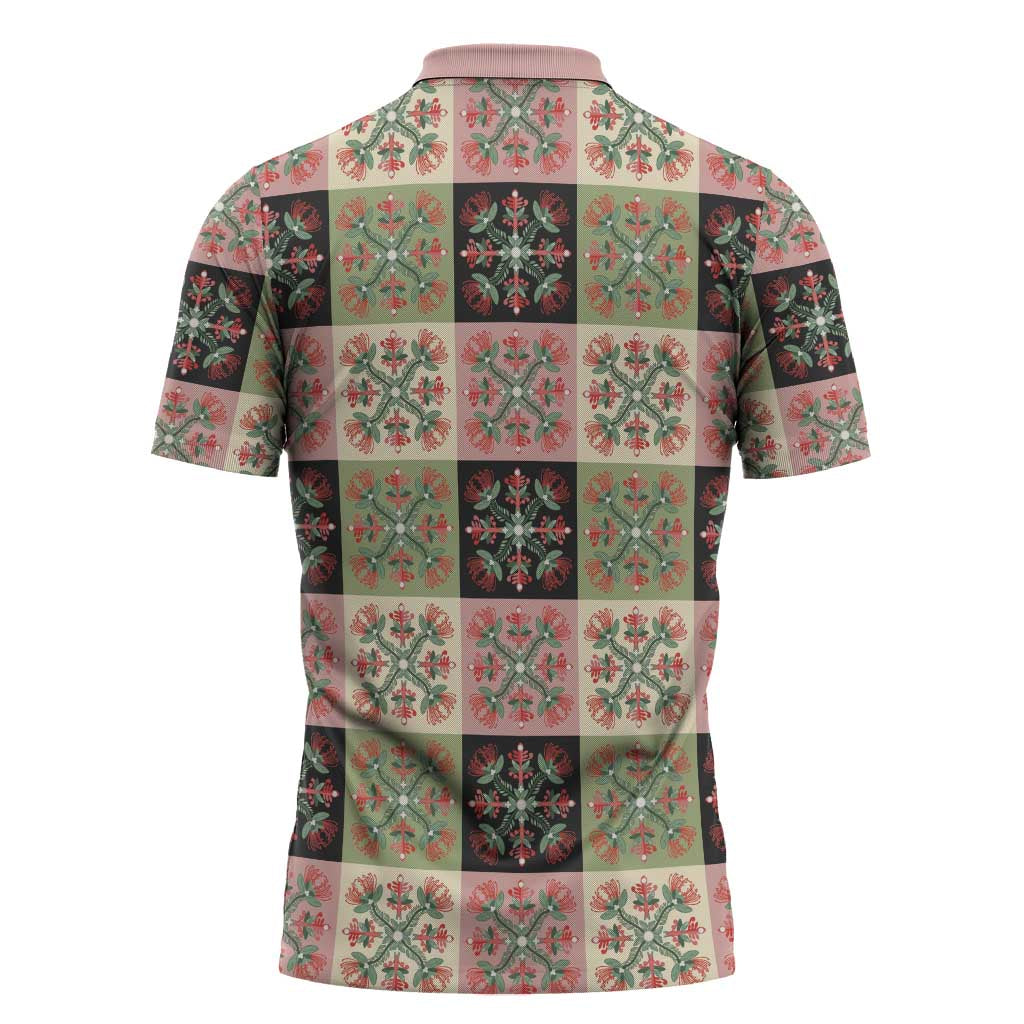 Seamless Pattern Pikake Lei Zipper Polo Shirt Floral Squares Pikake LT9 - Polynesian Pride