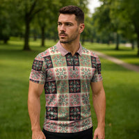 Seamless Pattern Pikake Lei Zipper Polo Shirt Floral Squares Pikake LT9 - Polynesian Pride