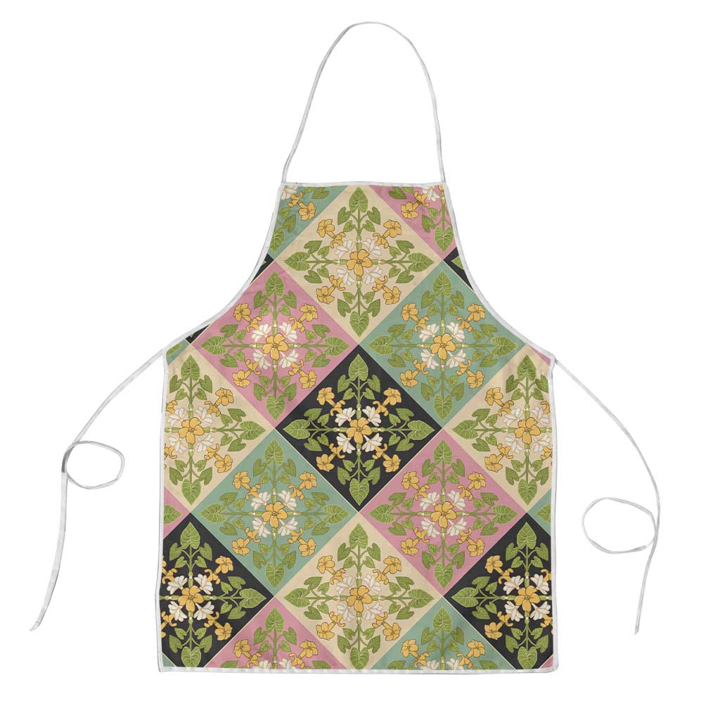 Seamless Pattern Puakenikeni and Kalo Apron LT9 Beige - Polynesian Pride