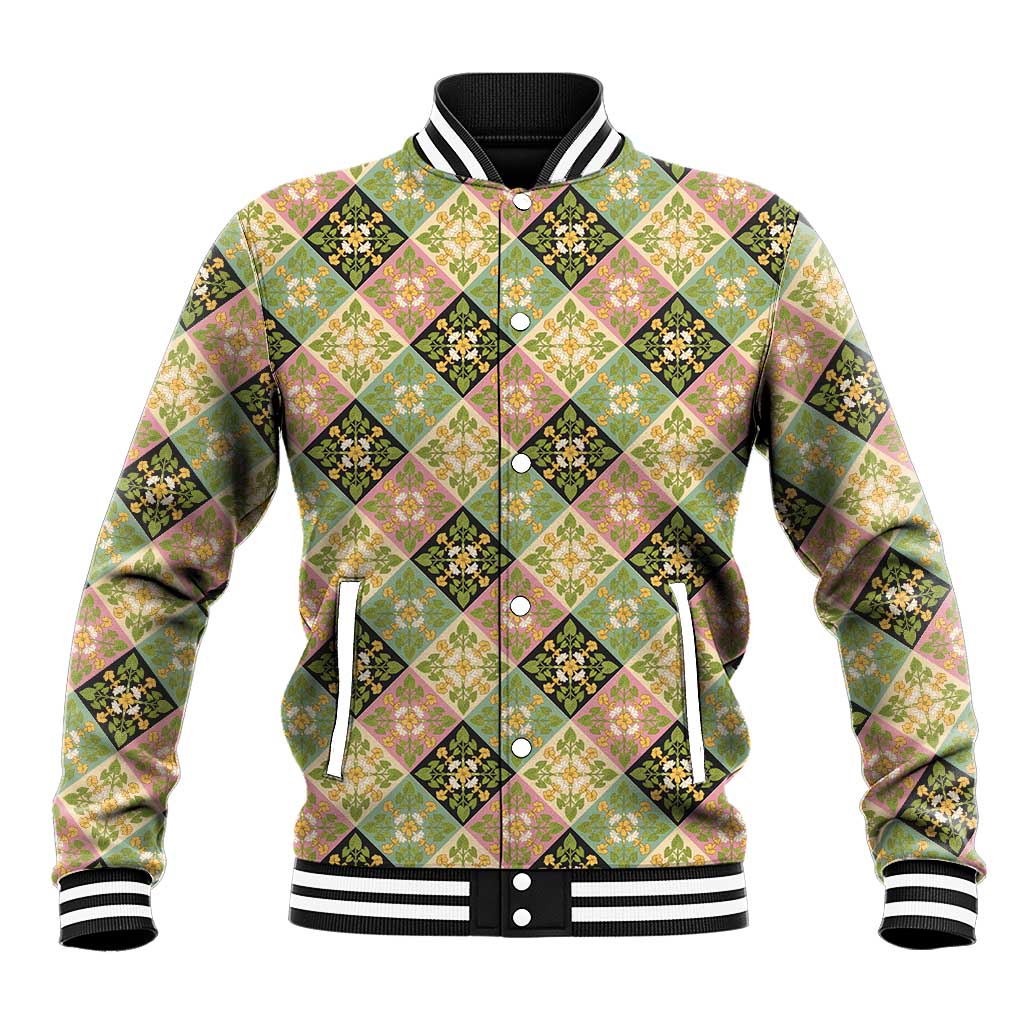 Seamless Pattern Puakenikeni and Kalo Baseball Jacket LT9 Unisex Beige - Polynesian Pride