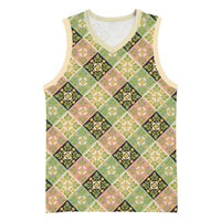 Seamless Pattern Puakenikeni and Kalo Basketball Jersey LT9 Unisex Beige - Polynesian Pride