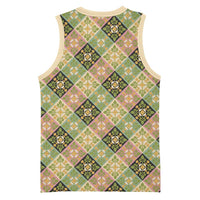 Seamless Pattern Puakenikeni and Kalo Basketball Jersey LT9 - Polynesian Pride