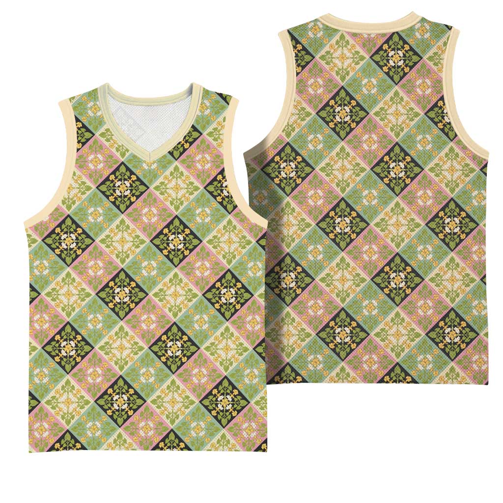 Seamless Pattern Puakenikeni and Kalo Basketball Jersey LT9 - Polynesian Pride