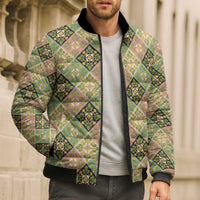 Seamless Pattern Puakenikeni and Kalo Bomber Puffer Jacket LT9 - Polynesian Pride