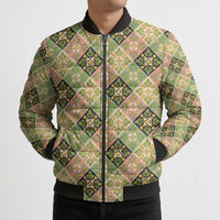 Seamless Pattern Puakenikeni and Kalo Bomber Puffer Jacket LT9 - Polynesian Pride