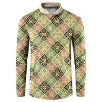 Seamless Pattern Puakenikeni and Kalo Button Sweatshirt LT9 Beige - Polynesian Pride