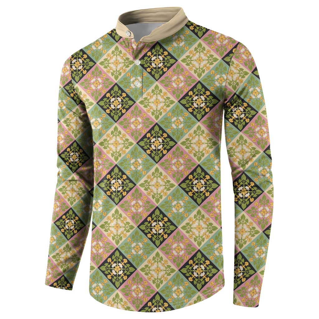 Seamless Pattern Puakenikeni and Kalo Button Sweatshirt LT9 - Polynesian Pride