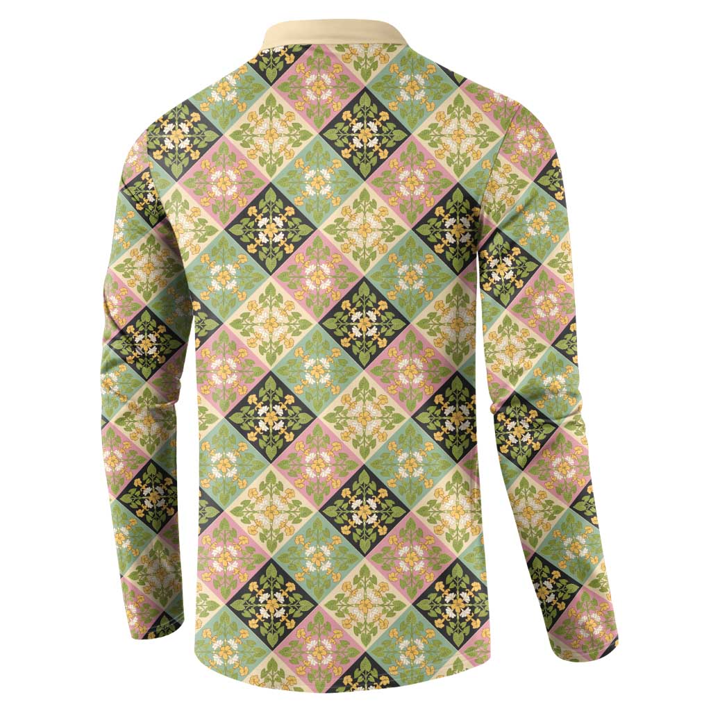Seamless Pattern Puakenikeni and Kalo Button Sweatshirt LT9 - Polynesian Pride