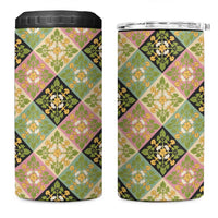 Seamless Pattern Puakenikeni and Kalo 4 in 1 Can Cooler Tumbler LT9 One Size: 16 oz Beige - Polynesian Pride