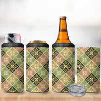 Seamless Pattern Puakenikeni and Kalo 4 in 1 Can Cooler Tumbler LT9 - Polynesian Pride