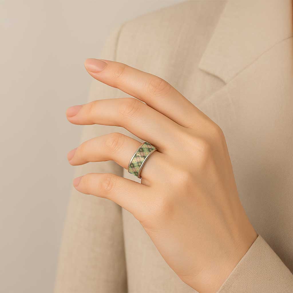Seamless Pattern Puakenikeni and Kalo Classic Ring - Polynesian Pride