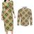 Seamless Pattern Puakenikeni and Kalo Couples Matching Long Sleeve Bodycon Dress and Long Sleeve Button Shirt - Polynesian Pride