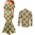Seamless Pattern Puakenikeni and Kalo Couples Matching Mermaid Dress and Long Sleeve Button Shirt - Polynesian Pride