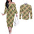 Seamless Pattern Puakenikeni and Kalo Couples Matching Off The Shoulder Long Sleeve Dress and Long Sleeve Button Shirt - Polynesian Pride