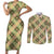 Seamless Pattern Puakenikeni and Kalo Couples Matching Short Sleeve Bodycon Dress and Long Sleeve Button Shirt - Polynesian Pride