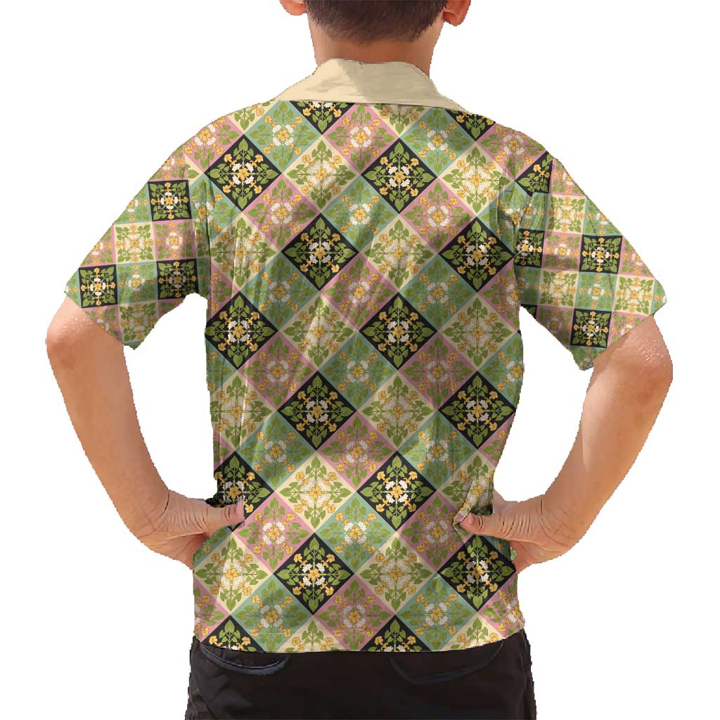 Seamless Pattern Puakenikeni and Kalo Family Matching Off Shoulder Short Dress and Hawaiian Shirt - Polynesian Pride