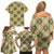 Seamless Pattern Puakenikeni and Kalo Family Matching Off Shoulder Short Dress and Hawaiian Shirt - Polynesian Pride
